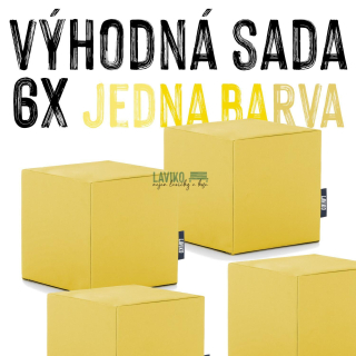 VÝHODNÁ SADA - 6x Sedací taburet KUBI, PUR pěna, jedna barva