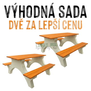 VÝHODNÁ SADA - 2x Betonová pikniková sestava MARGOLIA, 150 cm