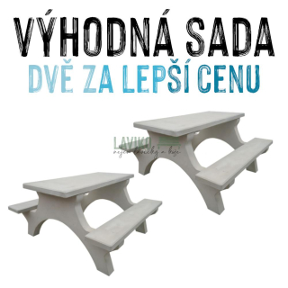 VÝHODNÁ SADA - 2x Betonová pikniková sestava MELINDA, 150 cm