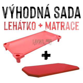 VÝHODNÁ SADA - Dětské lehátko s matrací LEONTÝNKA, červené