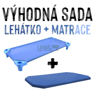 VÝHODNÁ SADA - Dětské lehátko s matrací LEONTÝNKA, modré