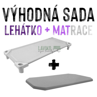 VÝHODNÁ SADA - Dětské lehátko s matrací LEONTÝNKA, šedé