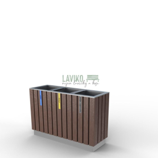 Venkovní odpadkový koš RECYCLON na tříděný odpad, 3 x 65 litrů