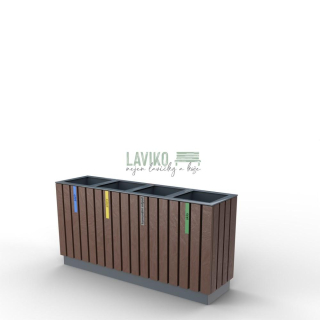 Venkovní odpadkový koš RECYCLON na tříděný odpad, 4 x 65 litrů