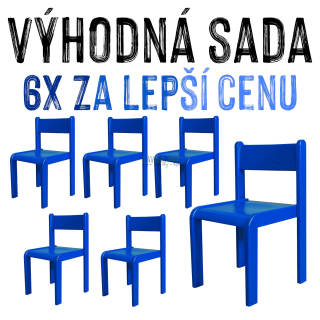 VÝHODNÁ SADA - 6x Dětská buková židle NORA, celobarevná, modrá