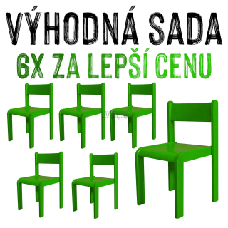 VÝHODNÁ SADA - 6x Dětská buková židle NORA, celobarevná, zelená