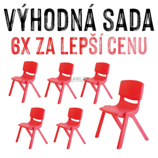 VÝHODNÁ SADA - 6x Dětská plastová židle LANA, červená