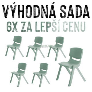 VÝHODNÁ SADA - 6x Dětská plastová židle LANA, mátová