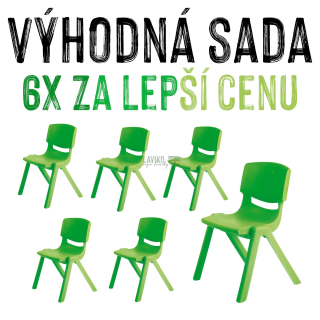 VÝHODNÁ SADA - 6x Dětská plastová židle LANA, zelená