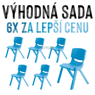 VÝHODNÁ SADA - 6x Dětská plastová židle LANA, modrá