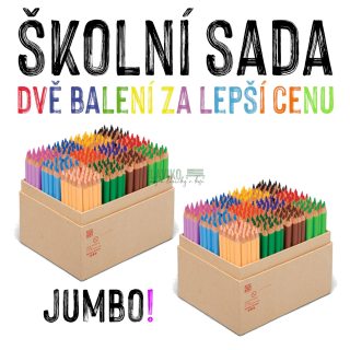 ŠKOLNÍ SADA - 2x Sada pastelky JUMBO, 12 barev, 300 kusů v krabičce (600 ks celkem)