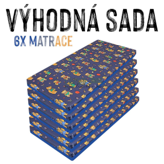 VÝHODNÁ SADA - 6x Dětská molitanová matrace, látka / kortexin, modrý medvídek