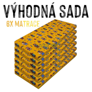 VÝHODNÁ SADA - 6x Dětská molitanová matrace, látka / kortexin, žlutý medvídek