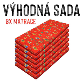 VÝHODNÁ SADA - 6x Dětská molitanová matrace, látka / kortexin, červený medvídek