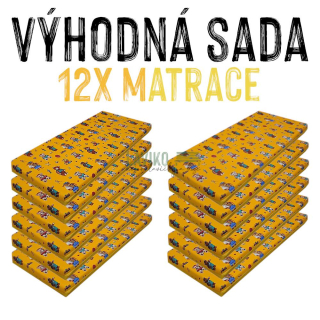 VÝHODNÁ SADA - 12x Dětská molitanová matrace, látka / kortexin, žlutý medvídek