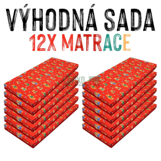 VÝHODNÁ SADA - 12x Dětská molitanová matrace, látka / kortexin, červený medvídek