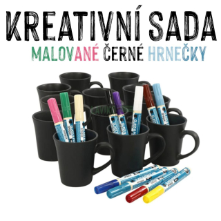 KREATIVNÍ SADA - malované hrnečky černé, sada 36 ks